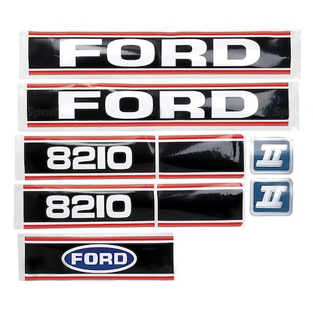 Aftermarket 83929378 New Red Black Hood Force II Decal Kit Fits Ford 8210 EBPN16605SA MAE30-0033